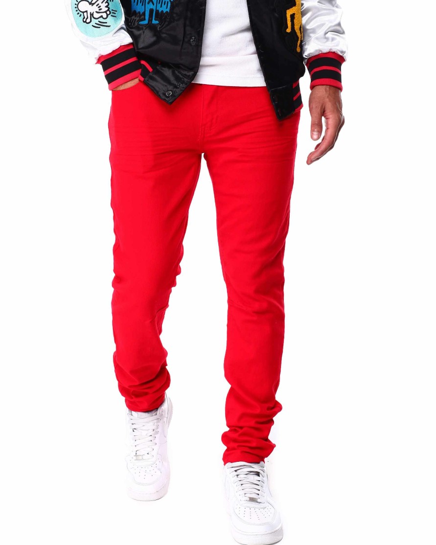 Men Rebel Minds Cargo Pants | Slim Fit Twill Pants Red