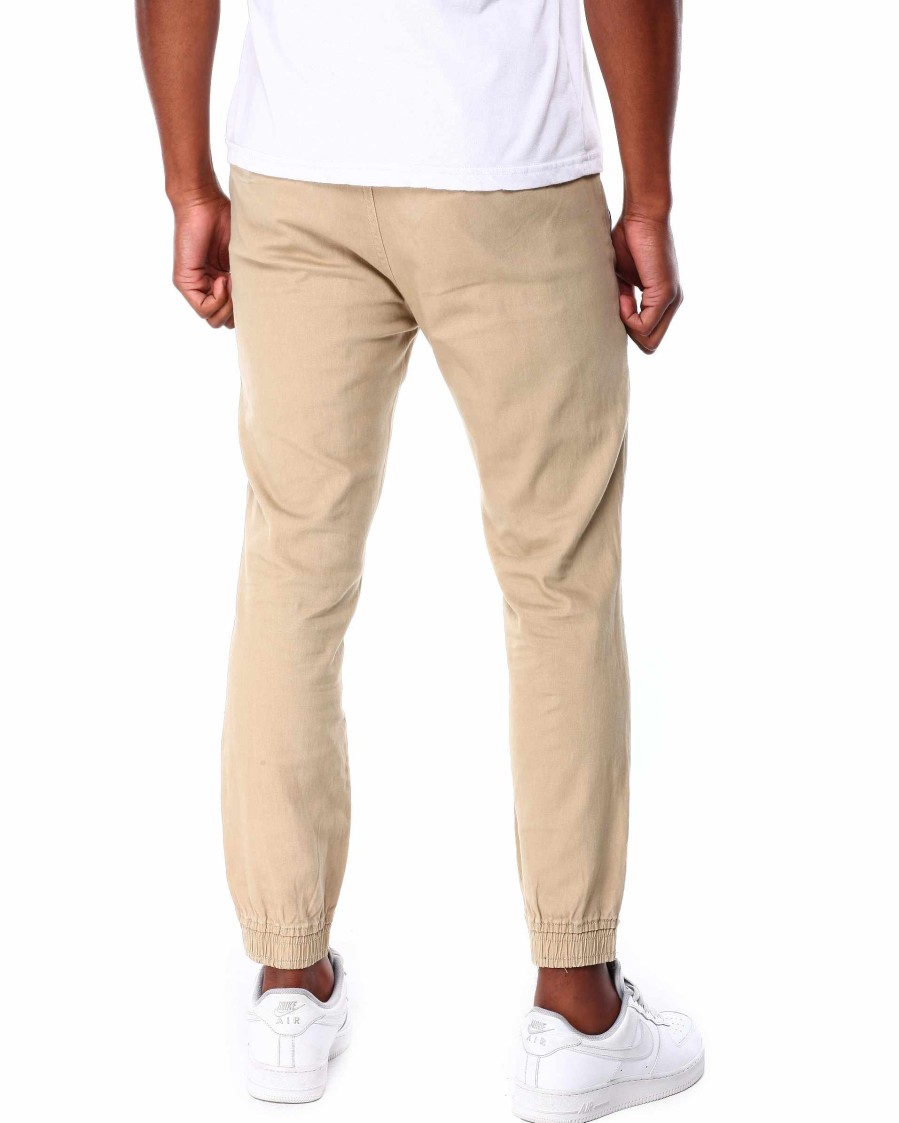 Men Rocawear Cargo Pants | Stretch Twill Cut & Sew Jogger Pants Khaki