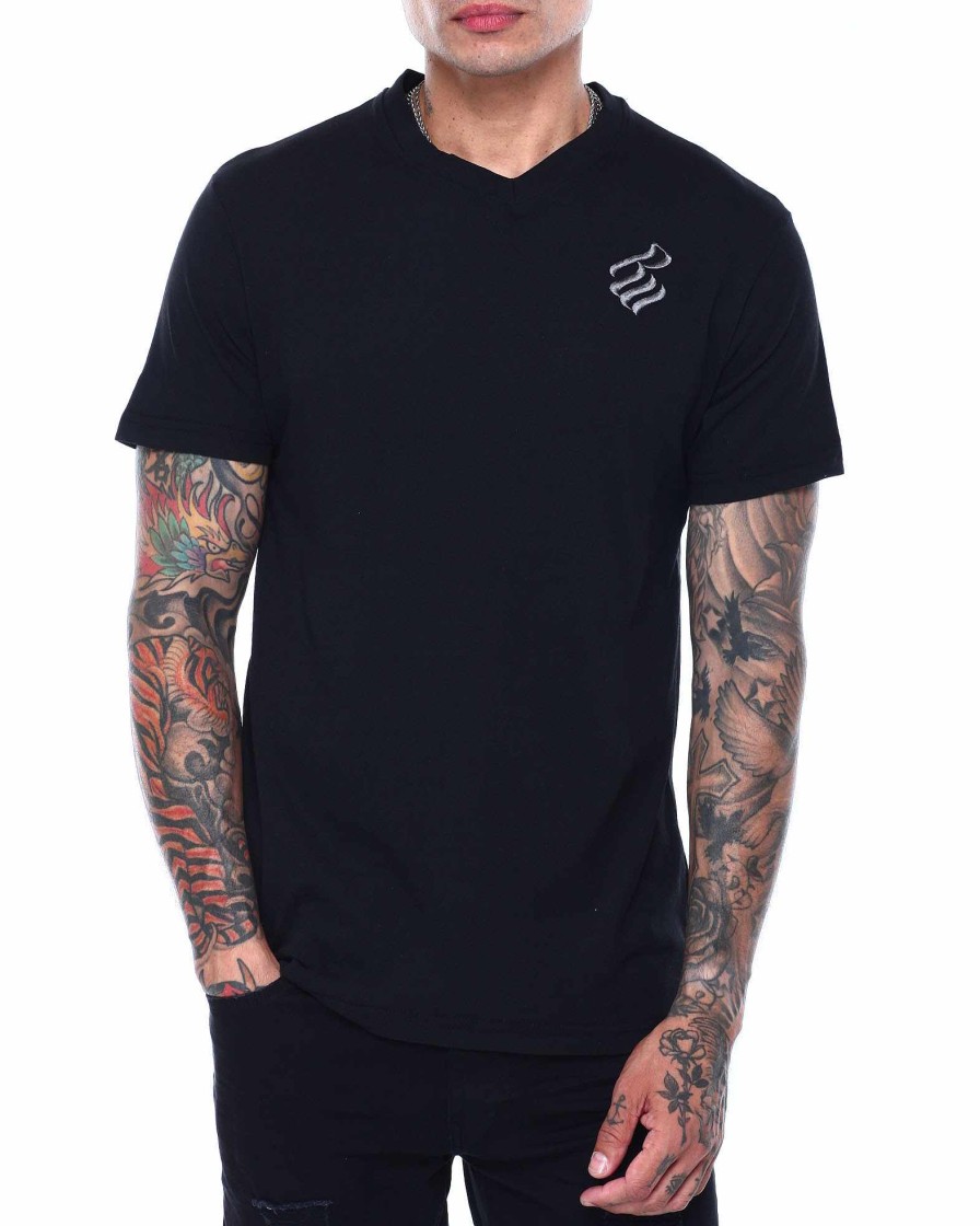 Men Rocawear Tees | Rocawear V-Neck Jersey Black