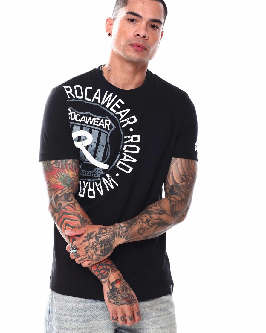 Men Rocawear Tees | Hd Printed Crew Neck T-Shirt Black