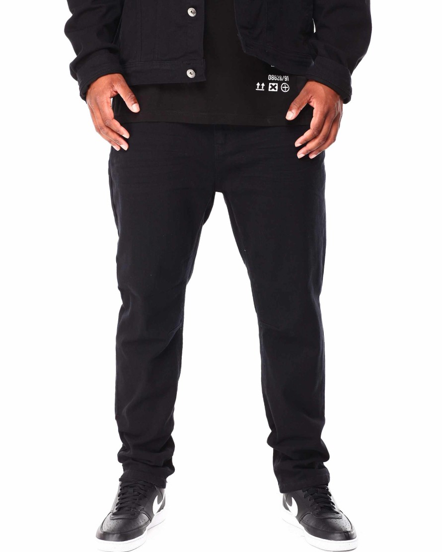 Men Rebel Minds Big & Tall | Slim Fit Color Twill Pants Black