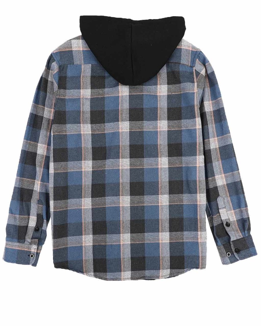 Men Rocawear Button Downs | Yarn Dyed Flannel Woven Fleece Hoodie Multi