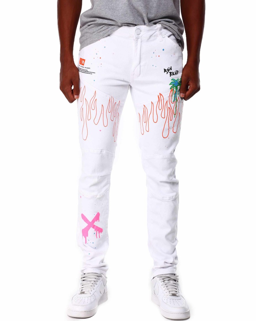 Men Reason Cargo Pants | Beach Rider Jeans White