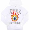 Boys Rebel Minds Hoodies | Eyez Never Lie Silicone Applique Fleece Pullover Hoodie White