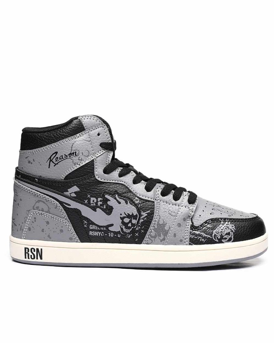 Men Reason Sneakers | Flaming Skull Sneakers Black