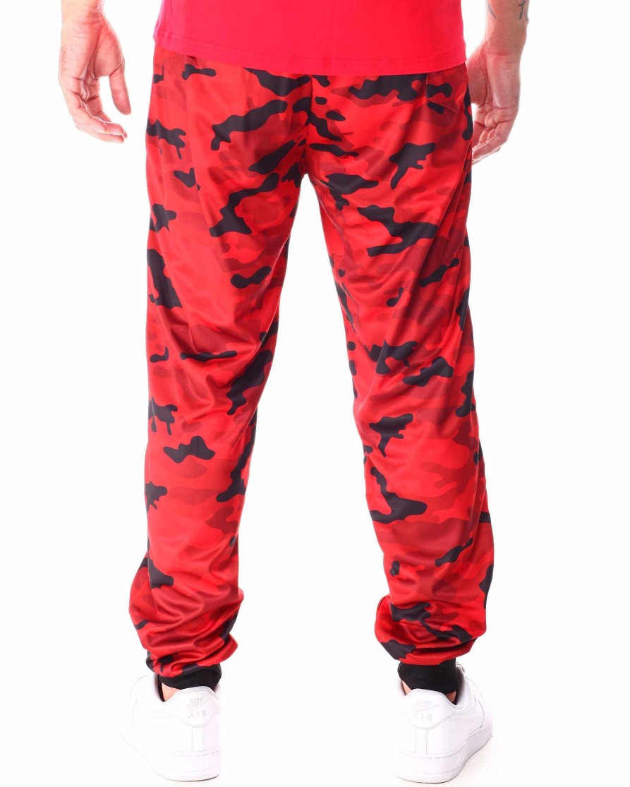 Men Rocawear Cargo Pants | Camo Tech Fleece Jogger Pant Red Camo