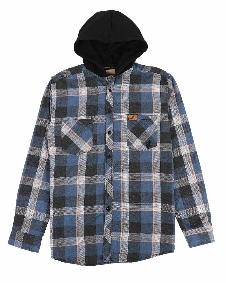 Men Rocawear Button Downs | Yarn Dyed Flannel Woven Fleece Hoodie Multi