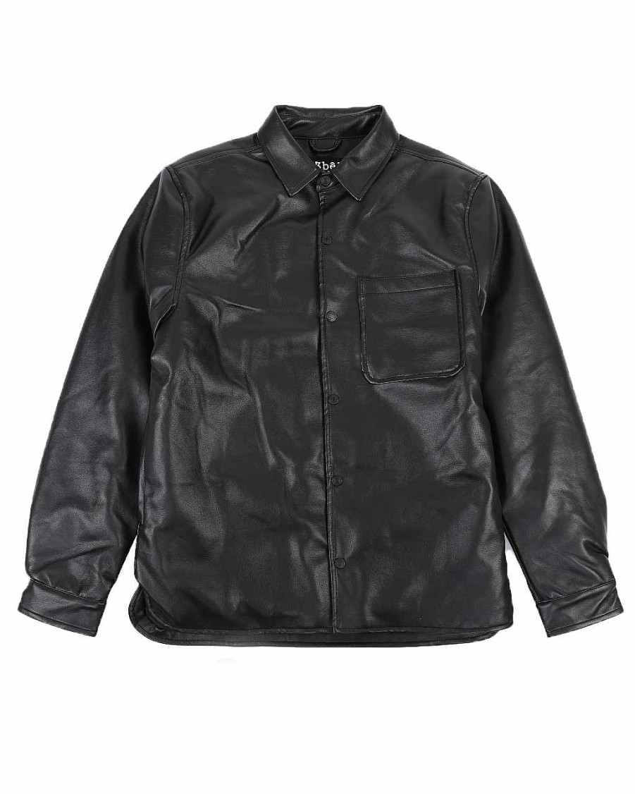 Men Rebel Faux Fur | Faux Leather Shacket Black