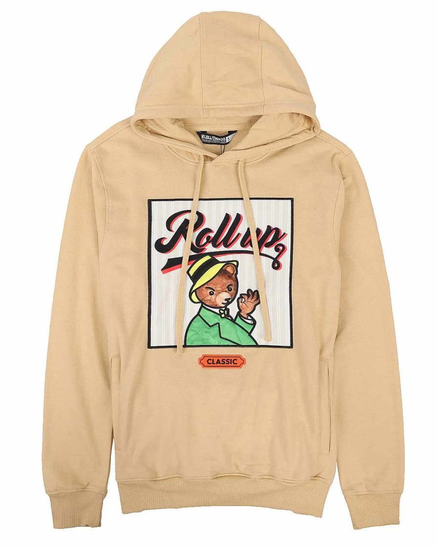 Men Rebel Minds | Roll Up Graphic Hoodie Khaki