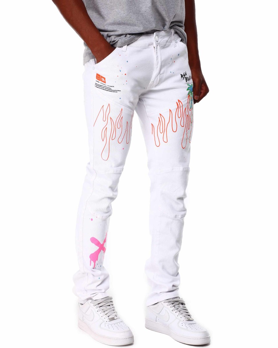 Men Reason Cargo Pants | Beach Rider Jeans White