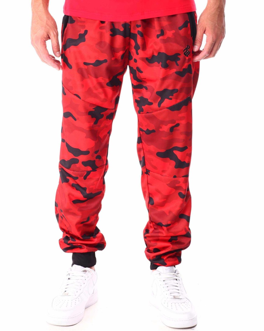 Men Rocawear Joggers | Camo Tech Fleece Jogger Pant Red Camo