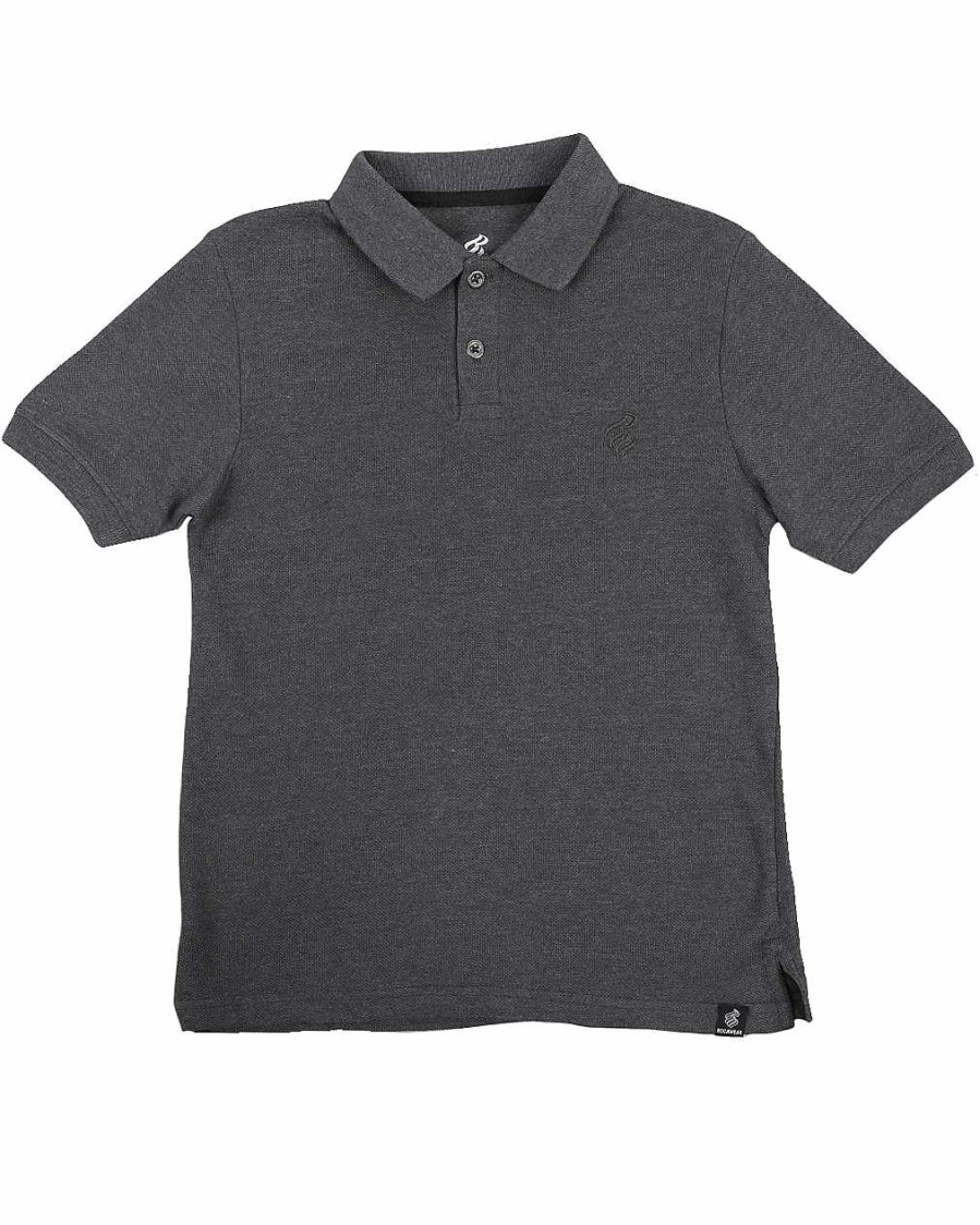 Boys Rocawear Tees | Contrast Color Trim Jersey Polo Shirt Charcoal