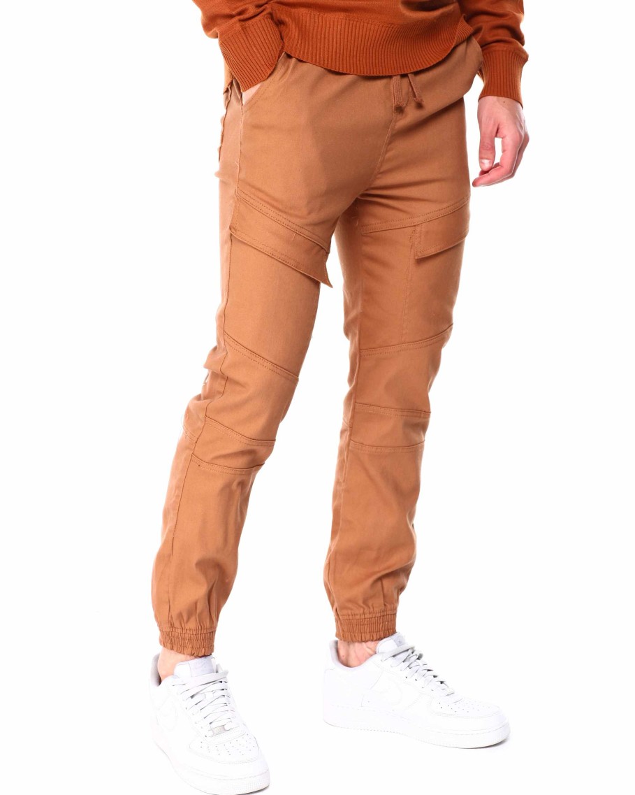 Men Rocawear Cargo Pants | Cut & Sew Twill Jogger Pants Tan