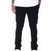 Men Rebel Minds Sweatpants | Side Tape Stacked Fit Fleece Pant Black