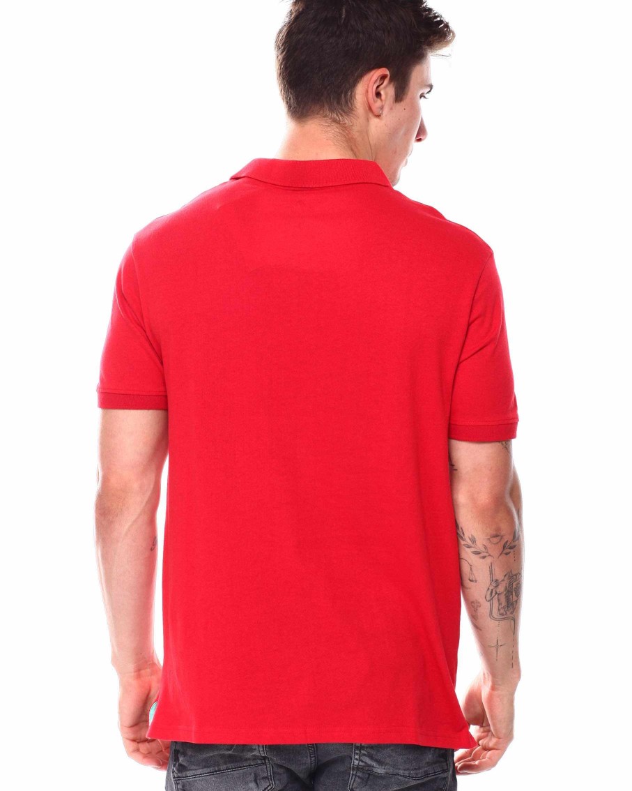 Men Rocawear Polos | S/S Contrast Color Trim Polo Shirt Red