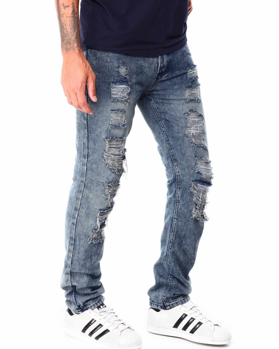 Men Rise As One Tees | Loose Fit Distressed Denim Jean Medium Wash