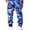 Men Rocawear Cargo Pants | Camo Tech Fleece Jogger Pant Blue