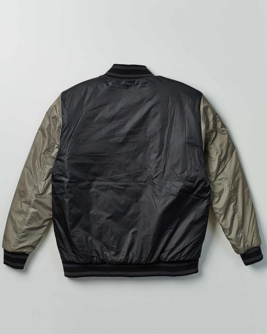 Men Reason Heavy Coats | Out Nylon Bomber Jacket Black