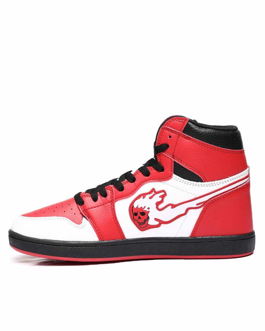 Men Reason Sneakers | Flaming Skull Sneakers Black/Red