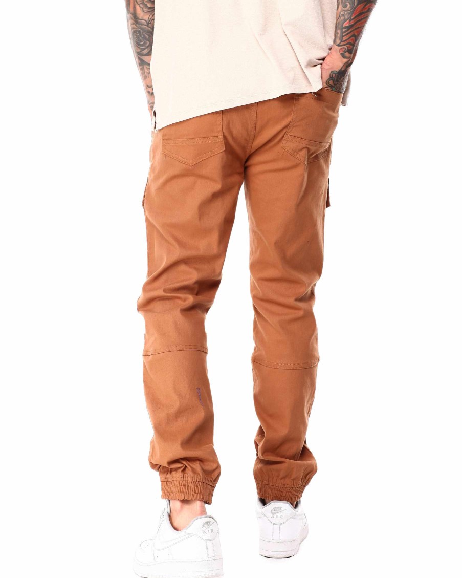 Men Rocawear Cargo Pants | Cut & Sew Twill Jogger Pants Khaki