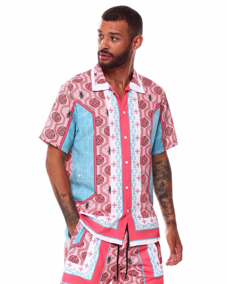 Men Reason Button Downs | Views S/S Shirt Pink