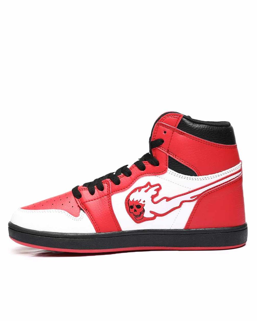 Men Reason Shoes | Flaming Skull Sneakers Black/Red