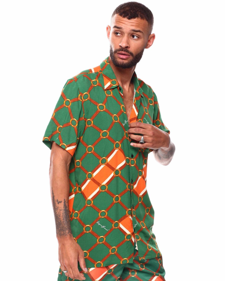 Men Reason Button Downs | Gang S/S Shirt Green