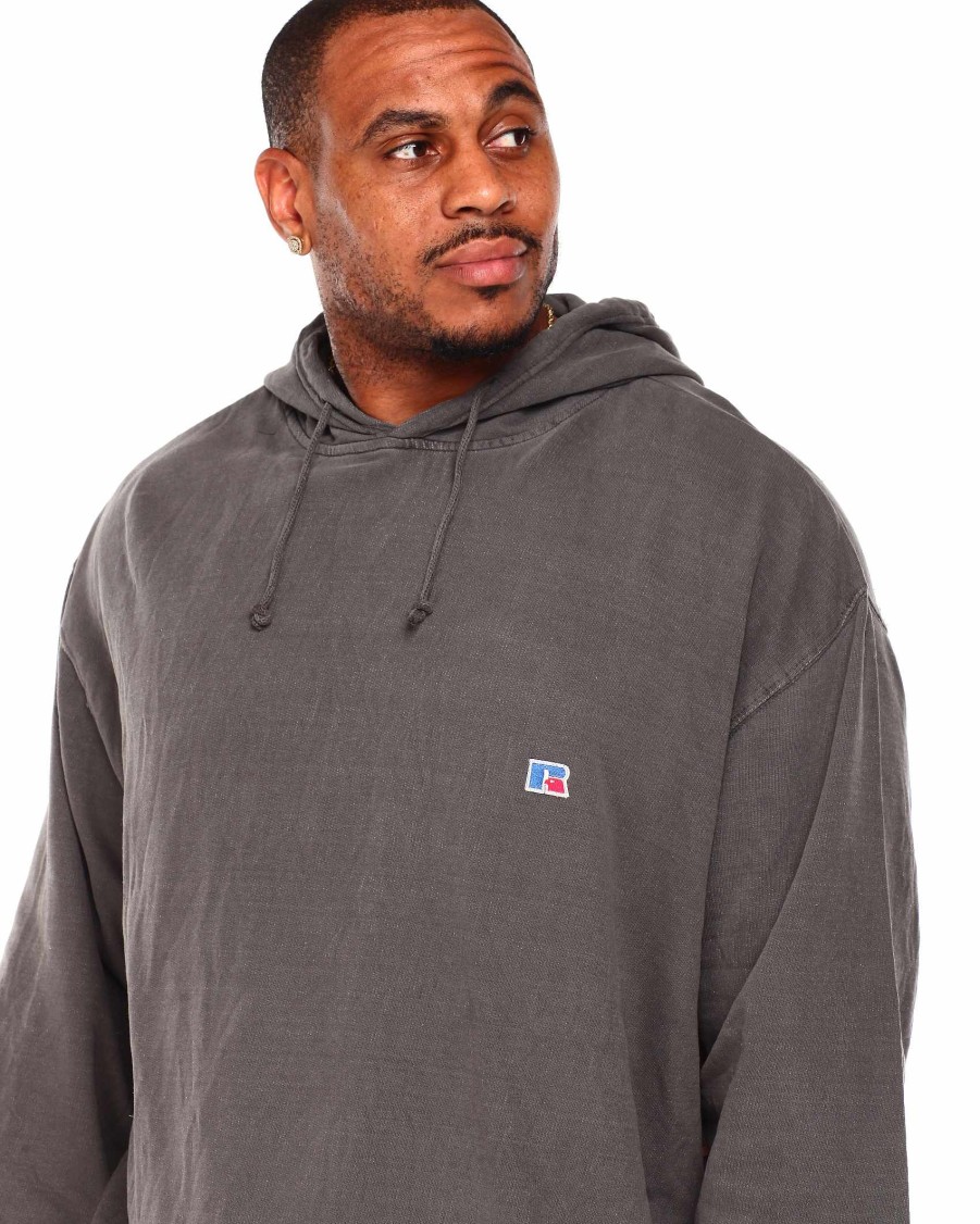 Big Tall Russell Athletics Hoodies | French Terry Pullover Hoodie Charcoal