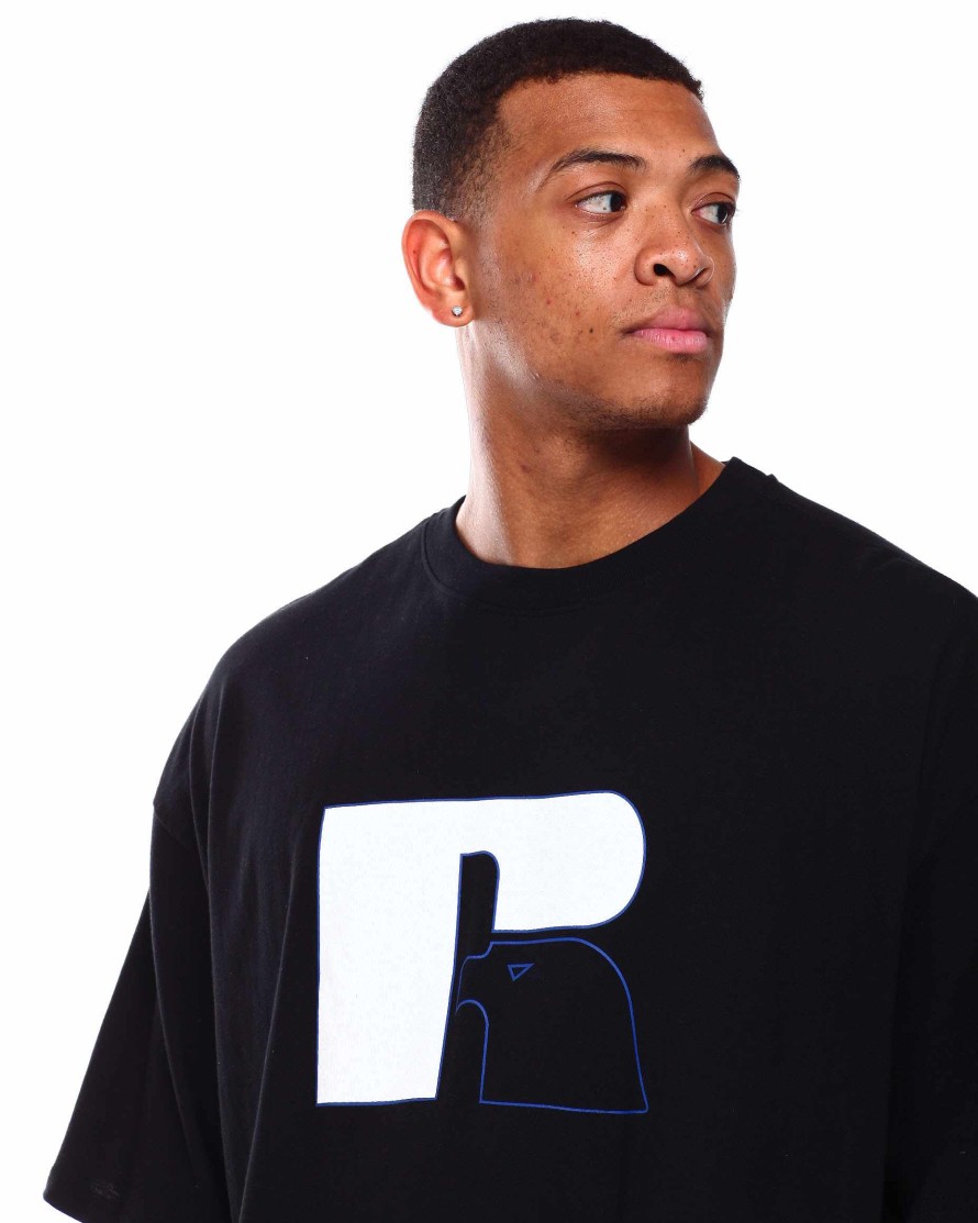 Men Russell Athletics Big & Tall | V-Notch Cotton T-Shirt Black