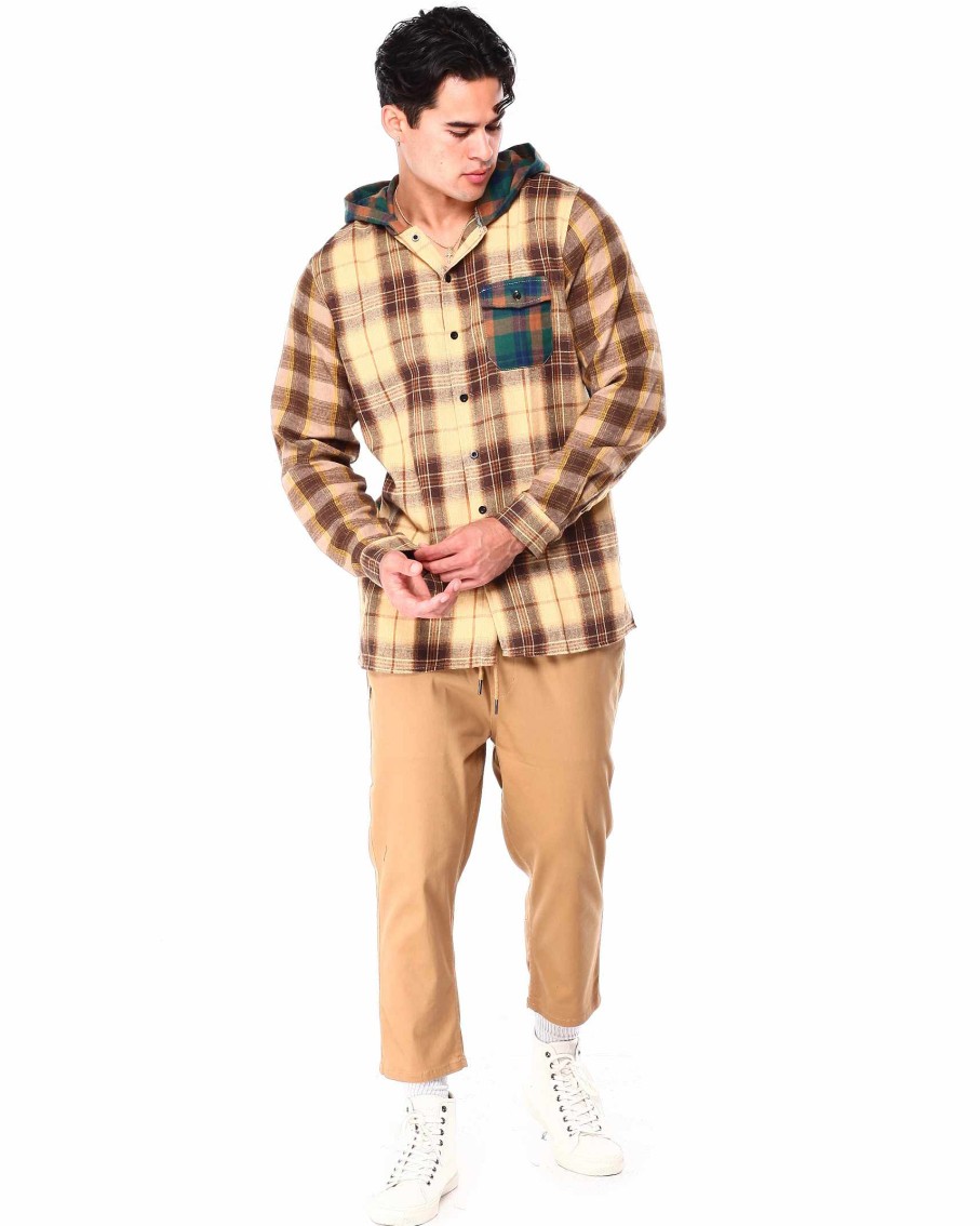 Men Reason Button Downs | World Is Yours Hooded Flannel Shirt Rust