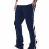 Men Rebel Minds Cargo Pants | Side Tape Stacked Fit Fleece Pant Navy