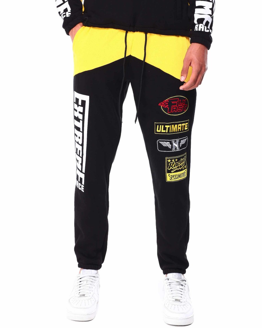 Men Rebel Cargo Pants | Fleece Racing Sweat Pants Gold