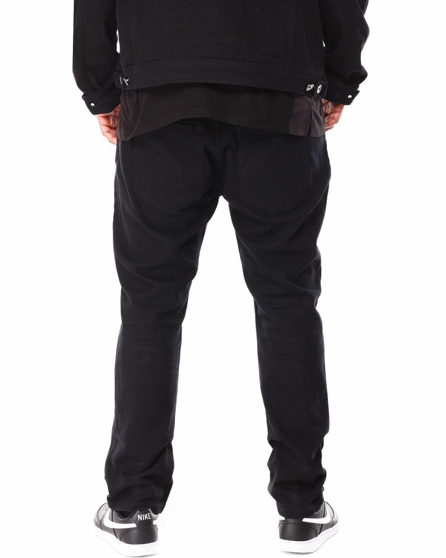 Men Rebel Minds Big & Tall | Slim Fit Color Twill Pants Black