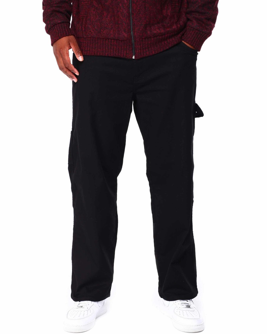 Men Rebel Minds Cargo Pants | Relaxed Fit Twill Carpenter Pant Black