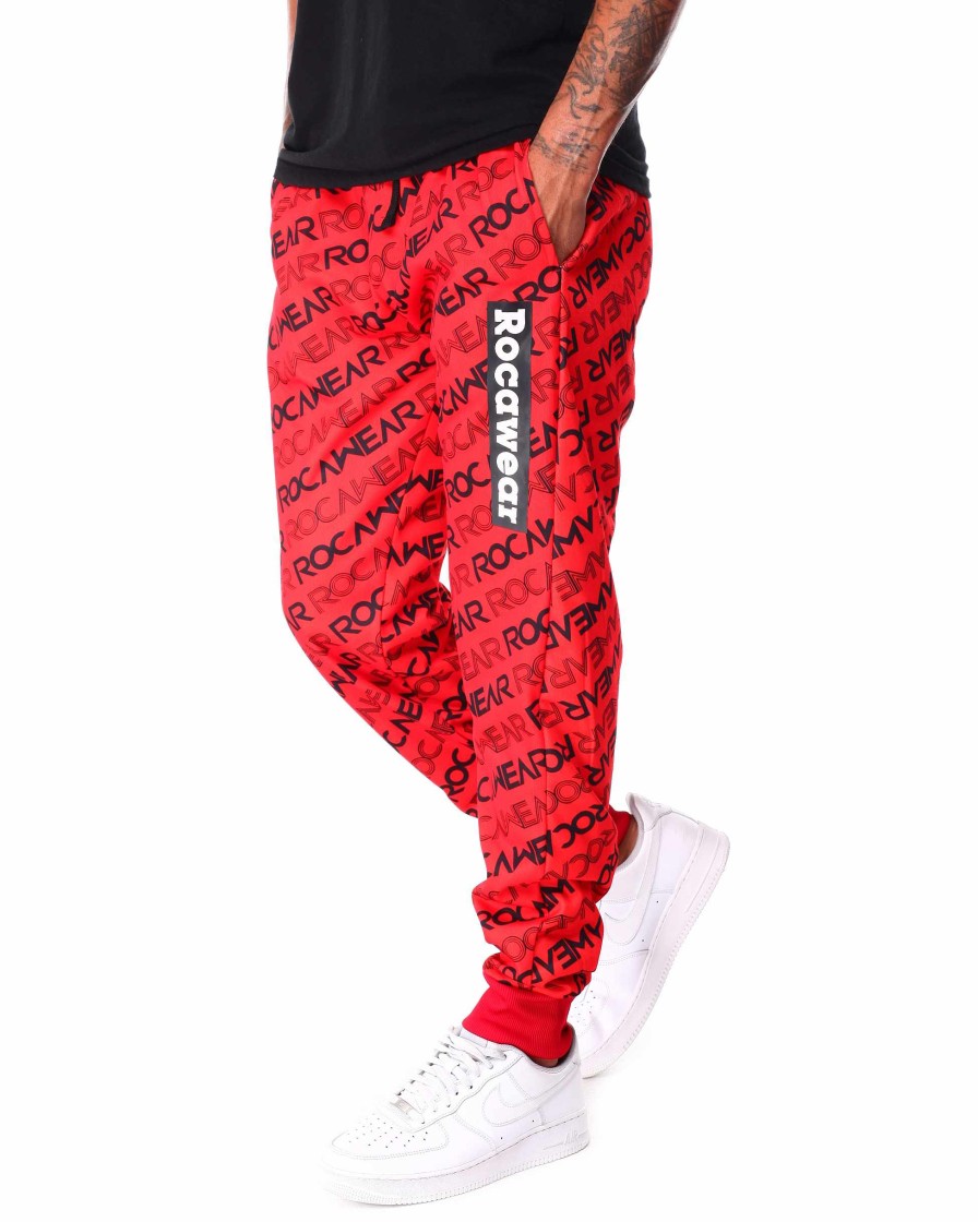 Men Rocawear Cargo Pants | All Over Print Jogger Pants Red