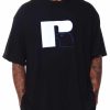 Big Tall Russell Athletics T-Shirts | V-Notch Cotton T-Shirt Black