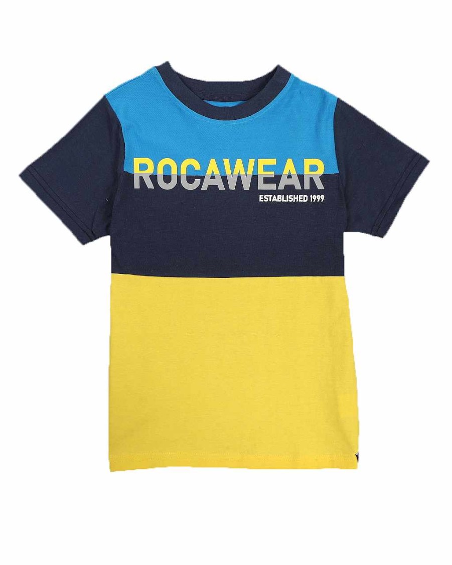 Boys Rocawear Tees | Printed Cut & Sew Crew Neck Tee Navy