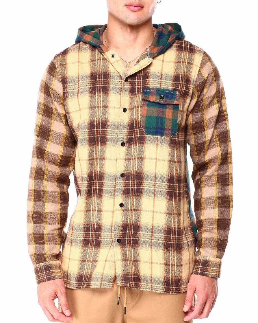 Men Reason Button Downs | World Is Yours Hooded Flannel Shirt Rust