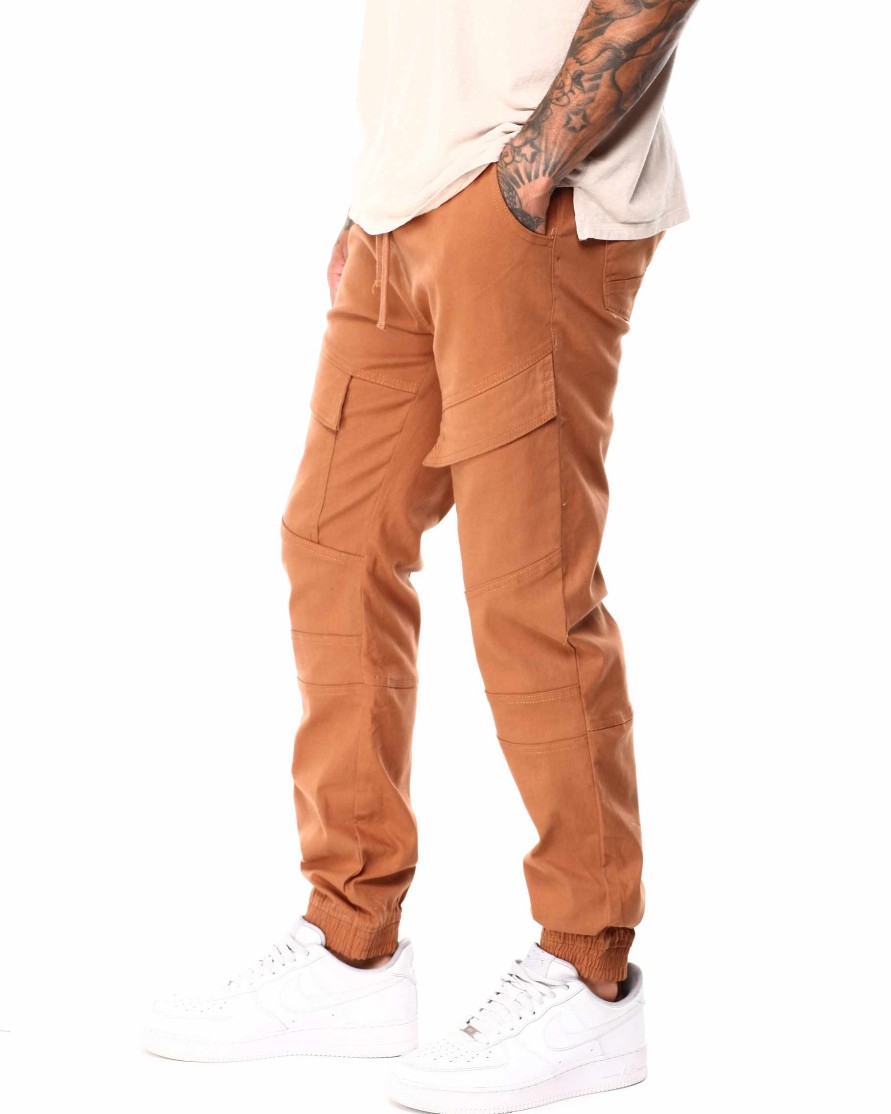 Men Rocawear Cargo Pants | Cut & Sew Twill Jogger Pants Khaki