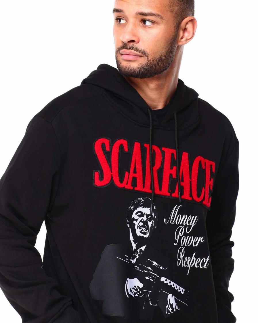 Men Reason | Scarface Chenille Money Power Respect Hoodie Black