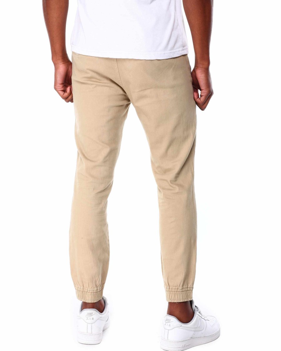 Men Rocawear Joggers | Stretch Twill Cut & Sew Jogger Pants Khaki