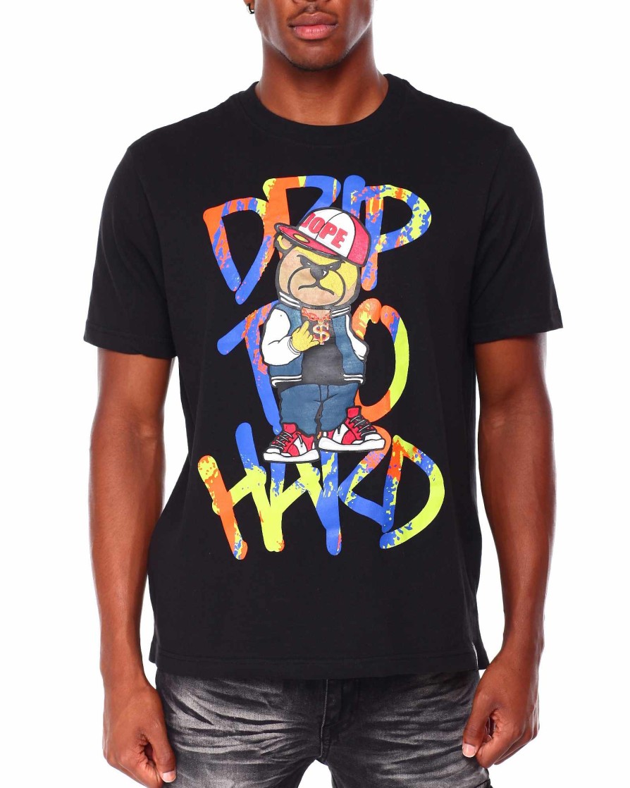 Men Rocawear Tees | Drip Too Hard Bear Graphic T-Shirt Black