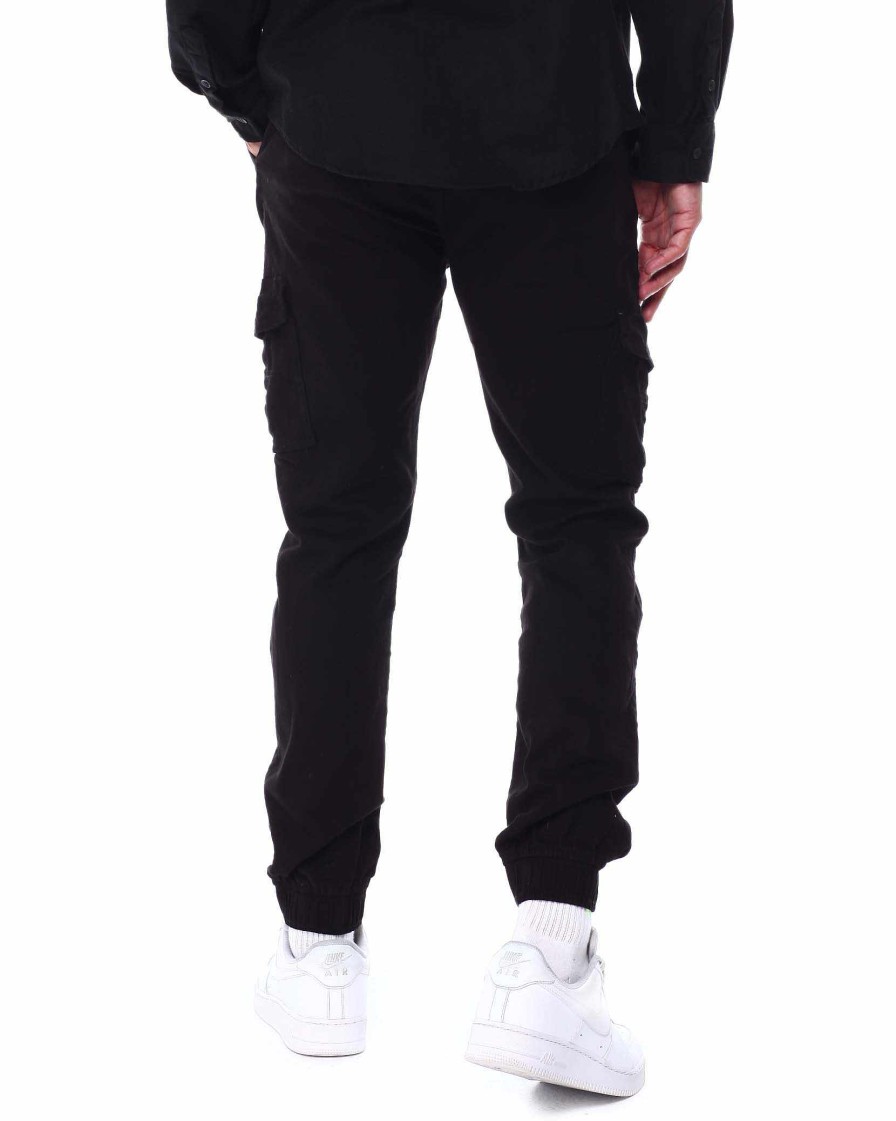 Men Rocawear Joggers | Solid Twill Cargo Jogger Pants Black