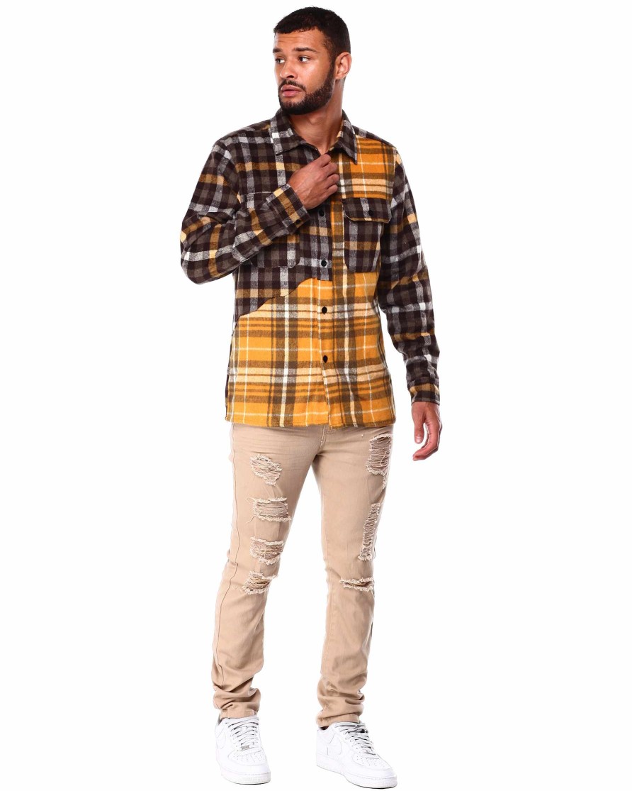 Men Reason Button Downs | Spliced Overshirt Grey