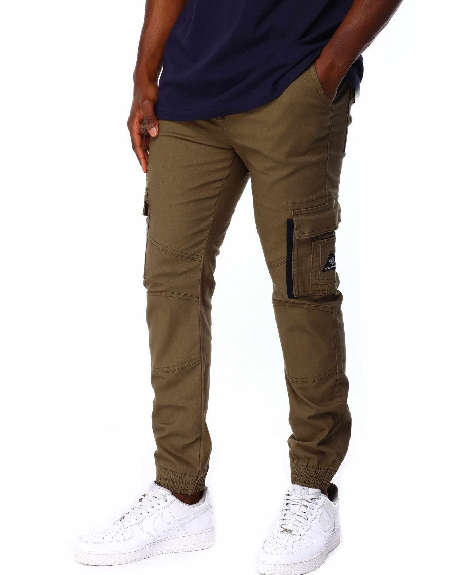 Men Rocawear Cargo Pants | Cargo Twill Pant Olive