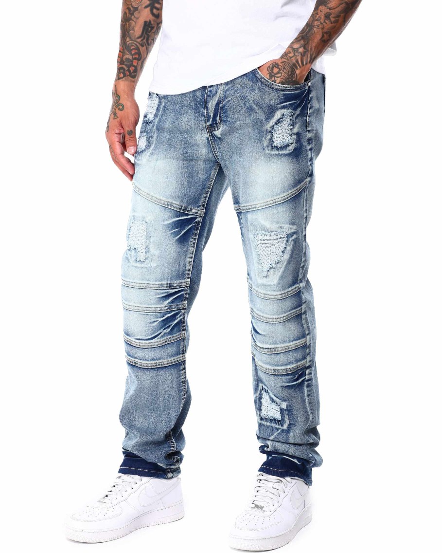 Men Reason Cargo Pants | Baltic Destruct Denim Blue