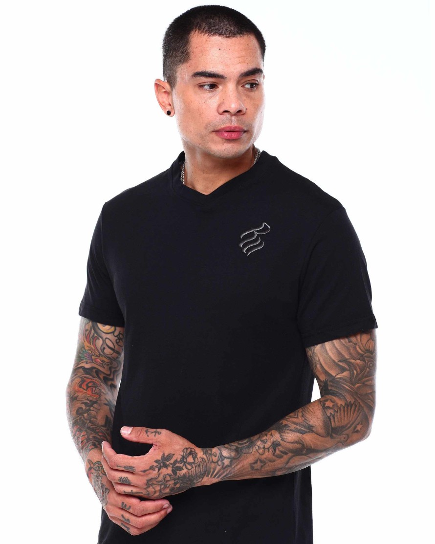 Men Rocawear Tees | Rocawear V-Neck Jersey Black