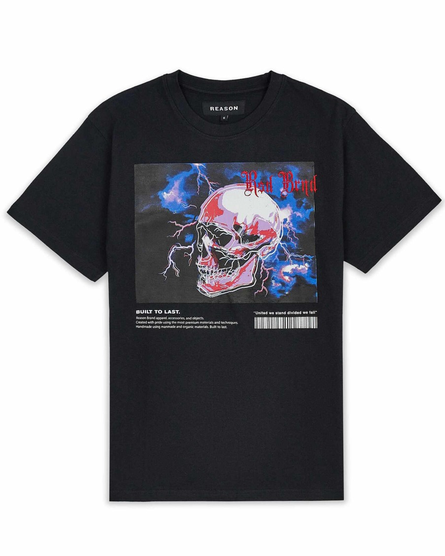 Men Reason Tees | Painted Skull Embroidery Tee Black