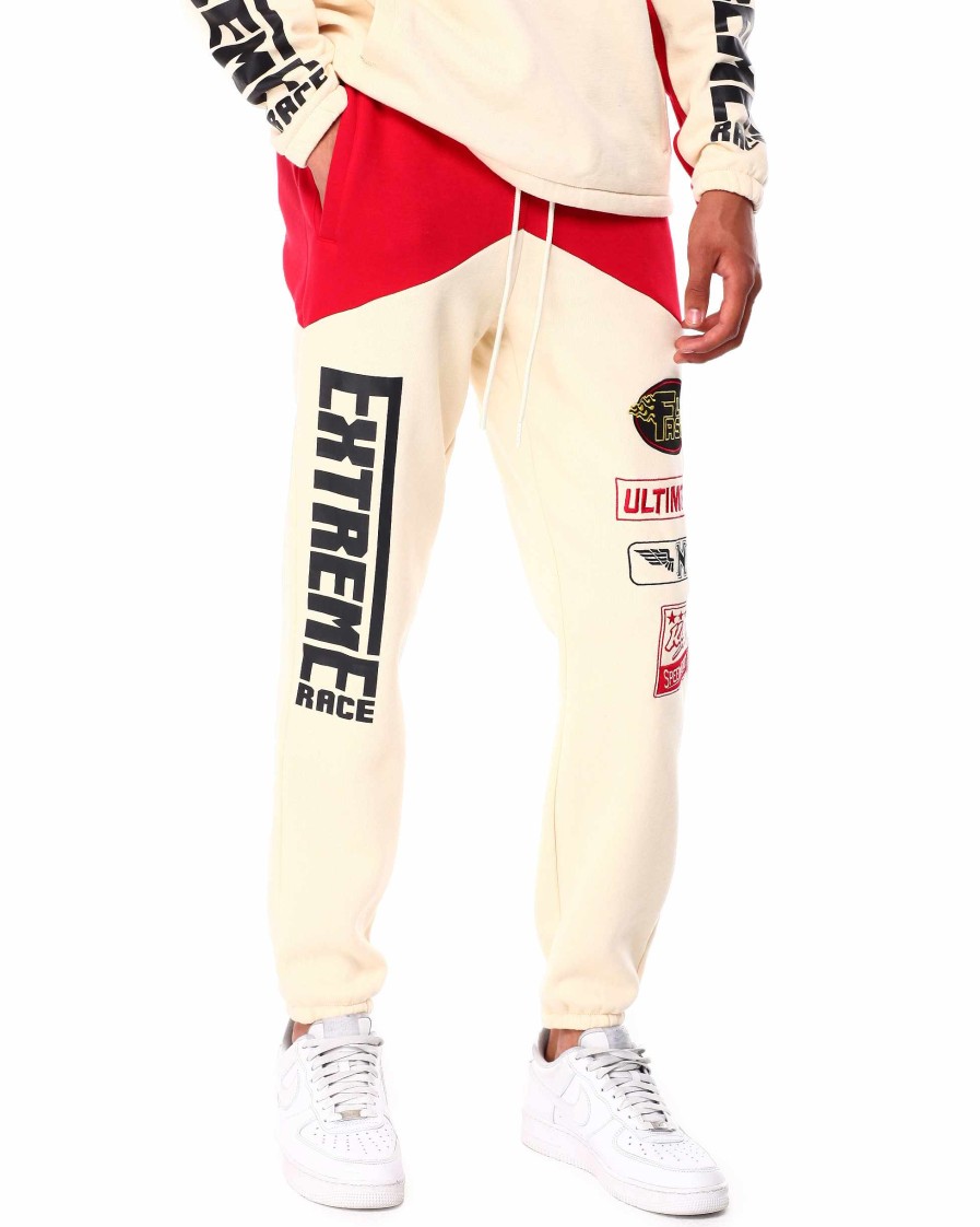 Men Rebel Sweatpants | Fleece Racing Sweat Pants Red