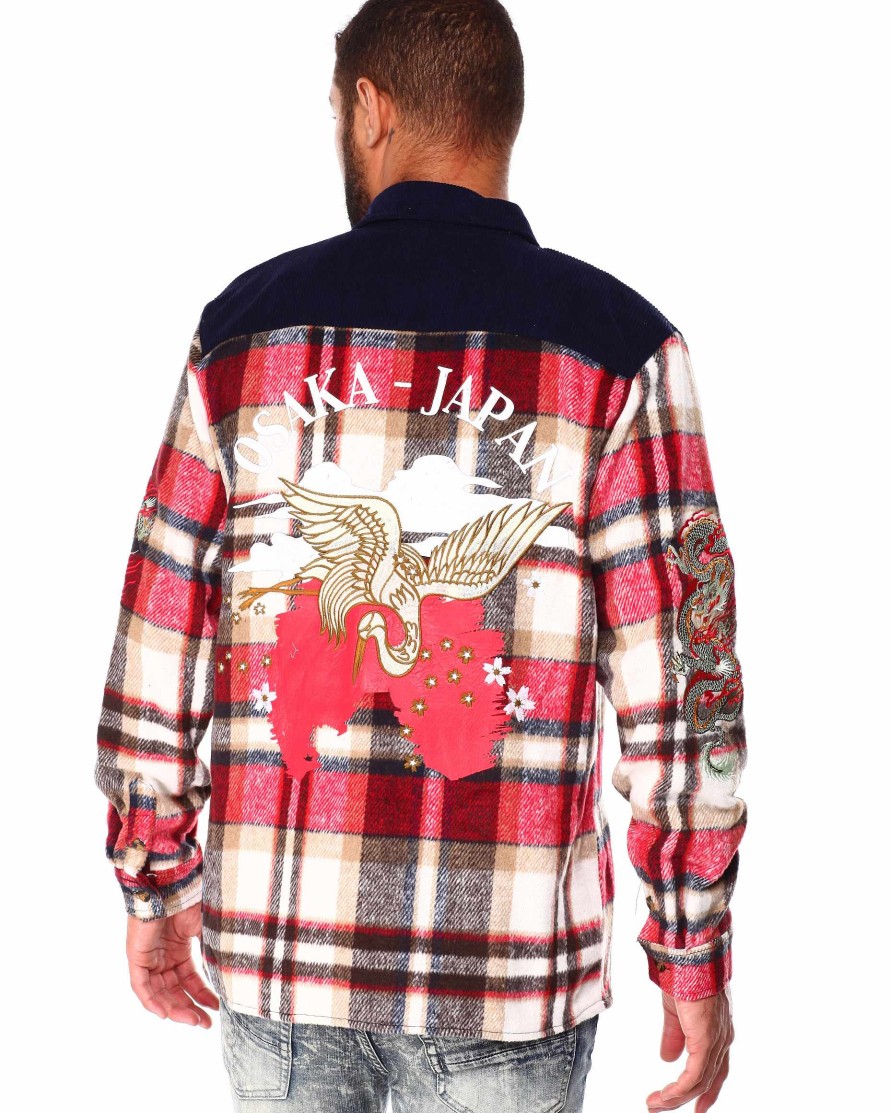 Men Reason Button Downs | Dragons Embroiderd Overshirt Multi